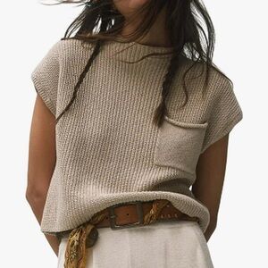 Capped sleeve short sleeve sweater size Large